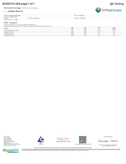 GOLDEN DOSE - TOTAL ALKS 87.2% (81.2% 7-OH)
