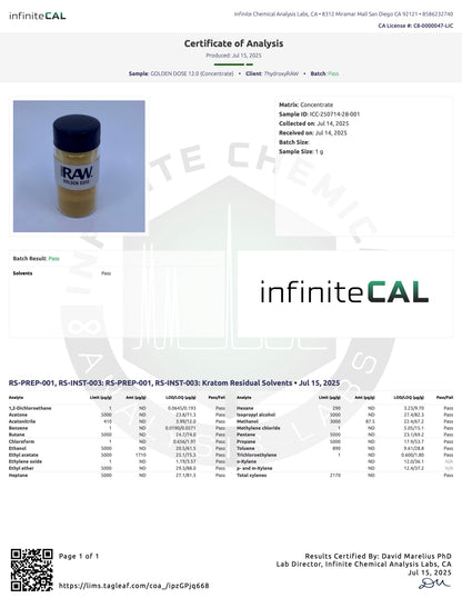 GOLDEN DOSE - TOTAL ALKS 87.2% (81.2% 7-OH)