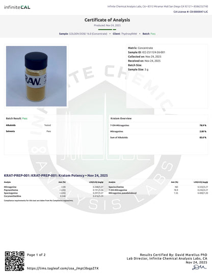 GOLDEN DOSE - TOTAL ALKS 87.2% (81.2% 7-OH)