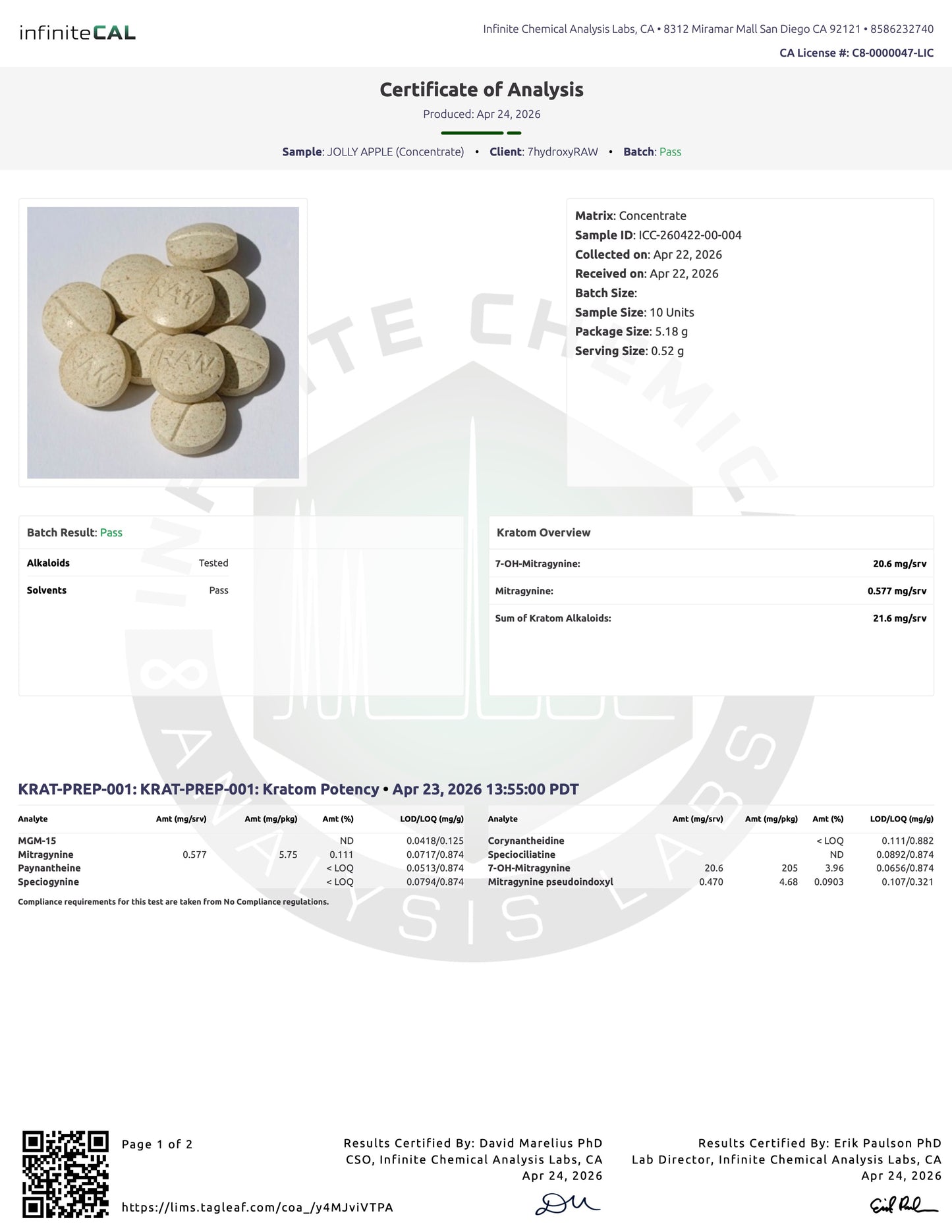 JOLLY GREEN APPLE (DYE-FREE) - TOTAL ALKS 21.7MG (21MG 7-OH)