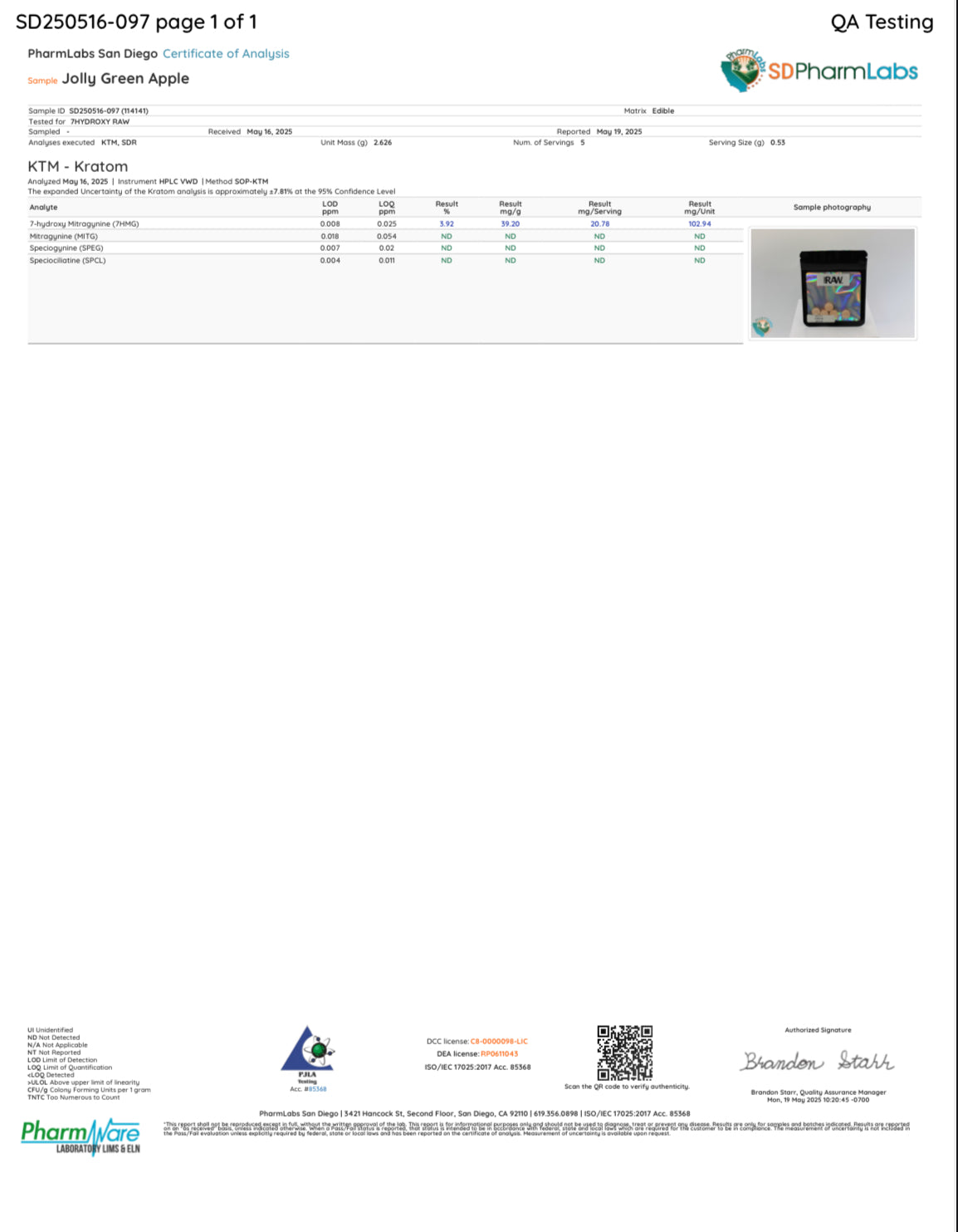 JOLLY GREEN APPLE (DYE-FREE) - TOTAL ALKS 21.7MG (21MG 7-OH)