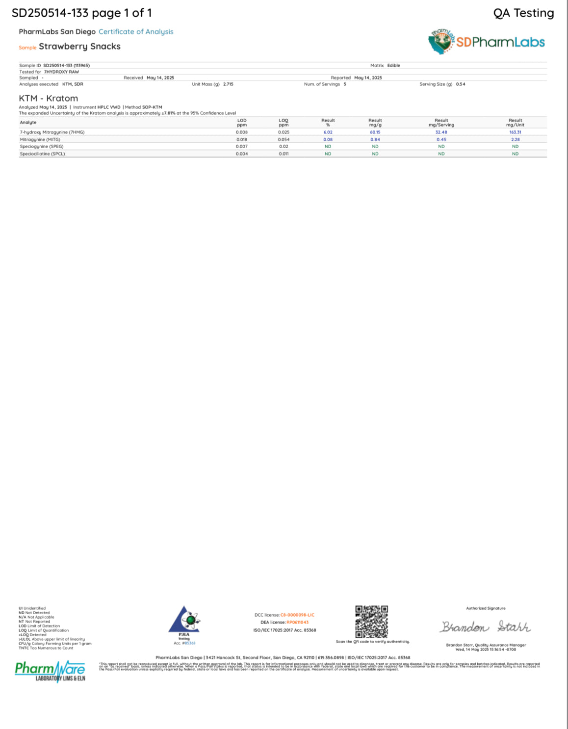 STRAWBERRY SNACKS (DYE-FREE) - TOTAL ALKS 29.1MG (28MG 7-OH)
