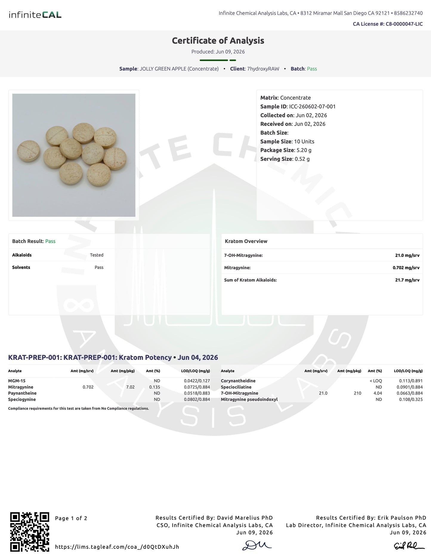 JOLLY GREEN APPLE (DYE-FREE) - TOTAL ALKS 21.7MG (21MG 7-OH)