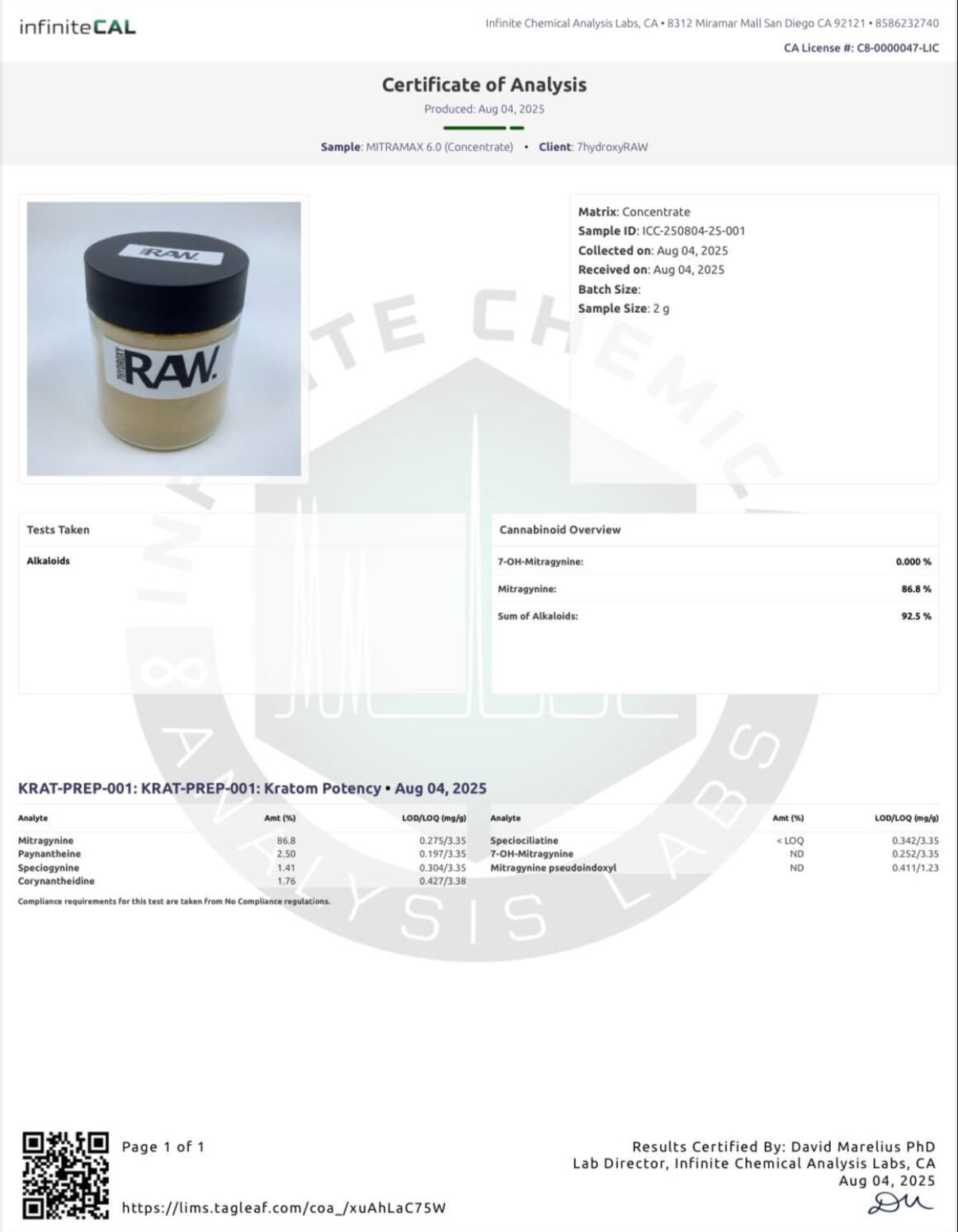 MITraMAX POWDER - TOTAL ALKS 97.8% (78.2% MIT)