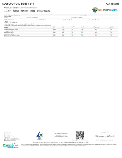 SNICKERDOODLE MIT TABS - TOTAL ALKS 40.5MG (38.8MG MIT) - NO 7-OH