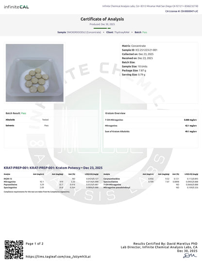 SNICKERDOODLE MIT TABS - TOTAL ALKS 40.5MG (38.8MG MIT) - NO 7-OH