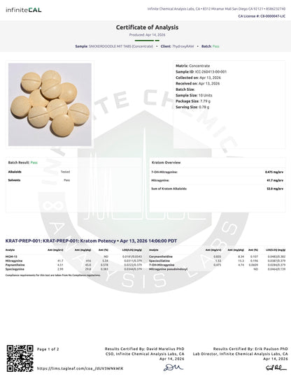 SNICKERDOODLE MIT TABS - TOTAL ALKS 40.5MG (38.8MG MIT) - NO 7-OH
